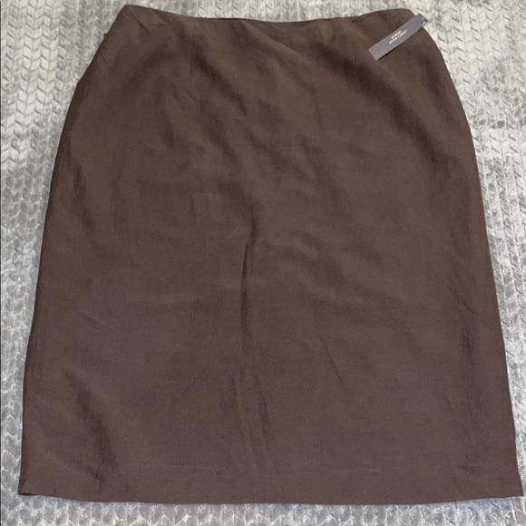 NWT Jones Wear Silk/Linen Blend Midi Skirt.  Brown.  Size 18W. Back Slit. - Picture 1 of 10